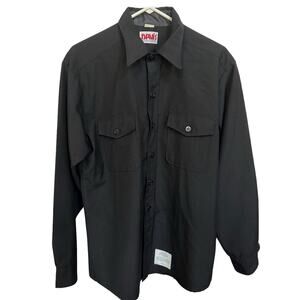 Davis Clothing Company VTG Shirt Mens Large 16.5 Navel Military Black‎ Tag READ